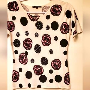 Size L Beading & Sequins Chic Perri NY Short Sleeve Blouse